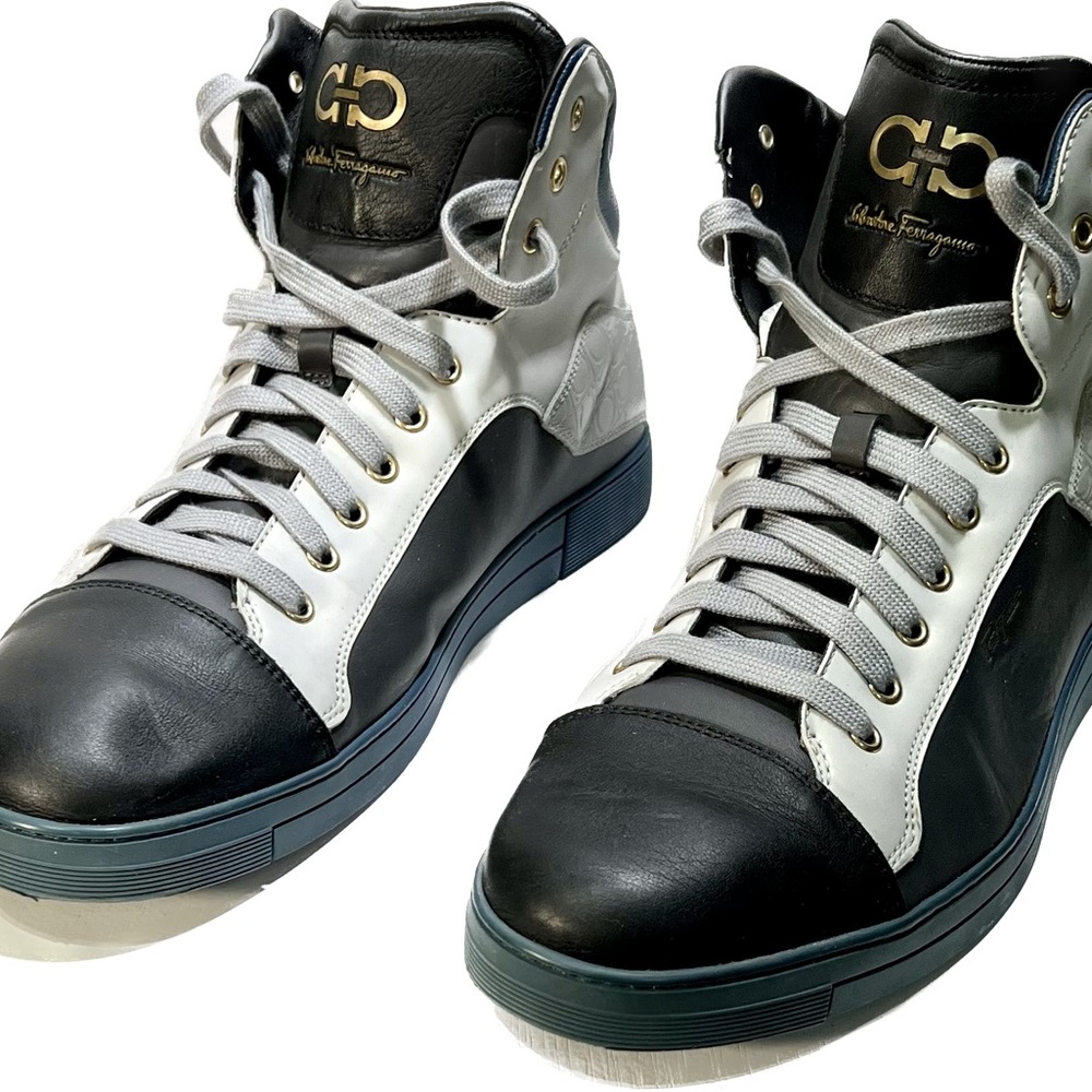 NEW Men’s Ferragamo Noe Leather High Tops.  SZ 44